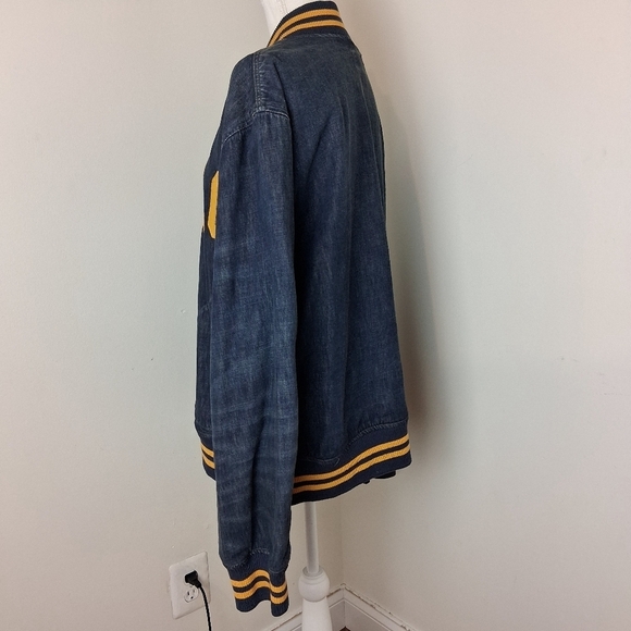 Ralph Lauren Men Denim Baseball Varsity Polo Logo Snap Front Jacket Size XXL - Picture 8 of 11